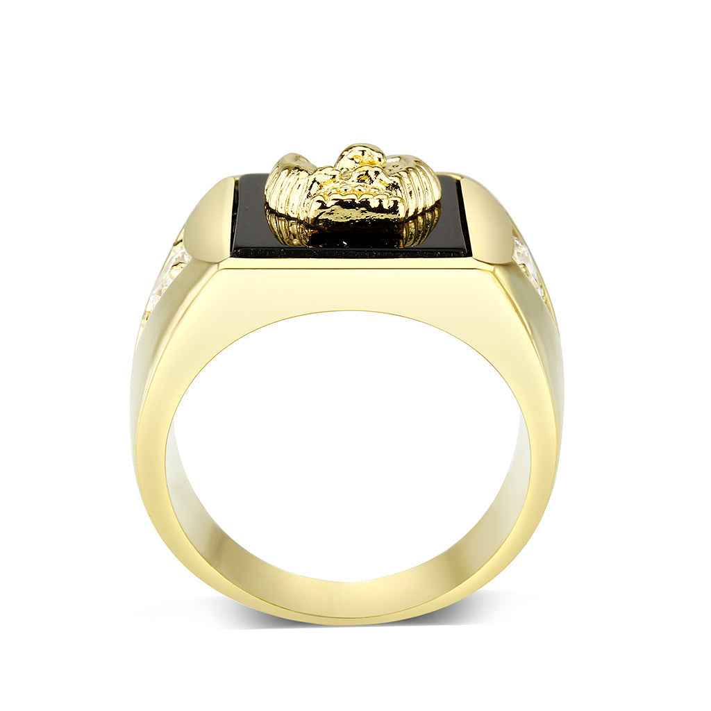 Ion Gold Plated  Brass Ring with Black Epoxy