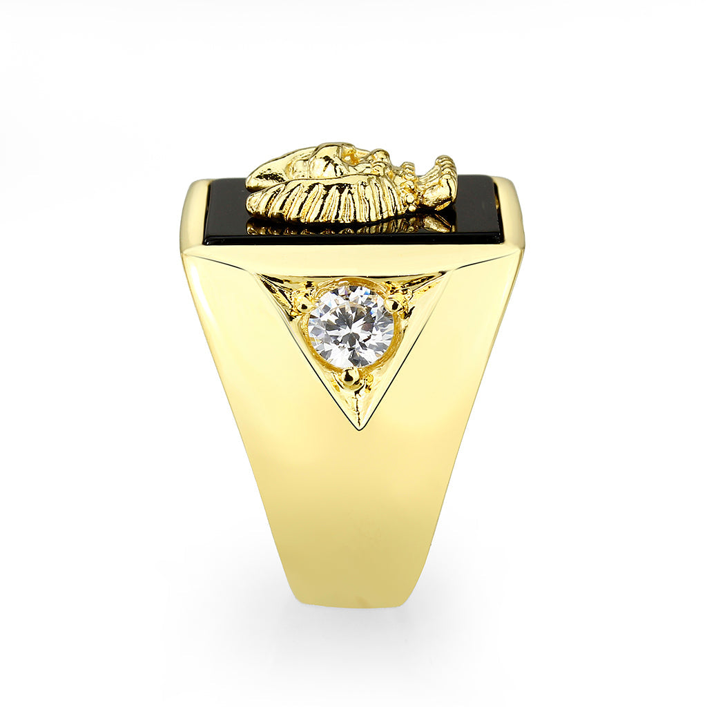 Ion Gold Plated  Brass Ring with Black Epoxy