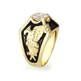 Ion Gold Plated  Brass Ring with Clear CZ Stone