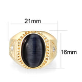 Ion Gold Plated  Brass Ring with Black Onyx