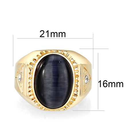 Ion Gold Plated  Brass Ring with Black Onyx