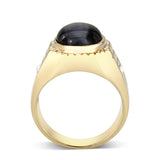 Ion Gold Plated  Brass Ring with Black Onyx