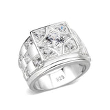 Rhodium Plated  Brass Ring with Clear CZ