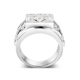 Rhodium Plated  Brass Ring with Clear CZ