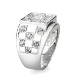 Rhodium Plated  Brass Ring with Clear CZ
