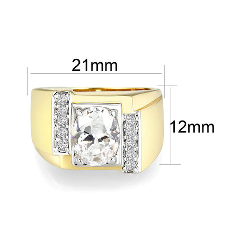 Ion Gold  Plated  Brass Ring with Clear CZ