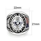 Rhodium  Plated  Brass Ring with Clear CZ