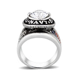 Rhodium  Plated  Brass Ring with Clear CZ