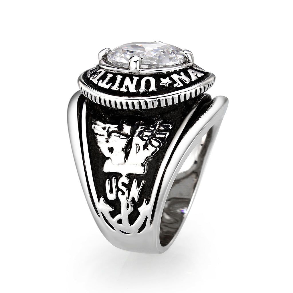 Rhodium  Plated  Brass Ring with Clear CZ