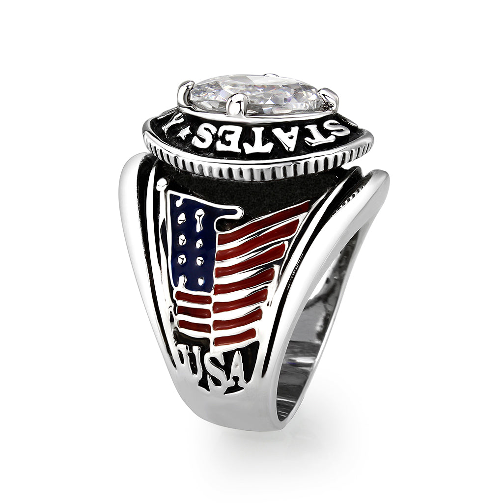 Rhodium  Plated  Brass Ring with Clear CZ