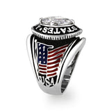 Rhodium  Plated  Brass Ring with Clear CZ