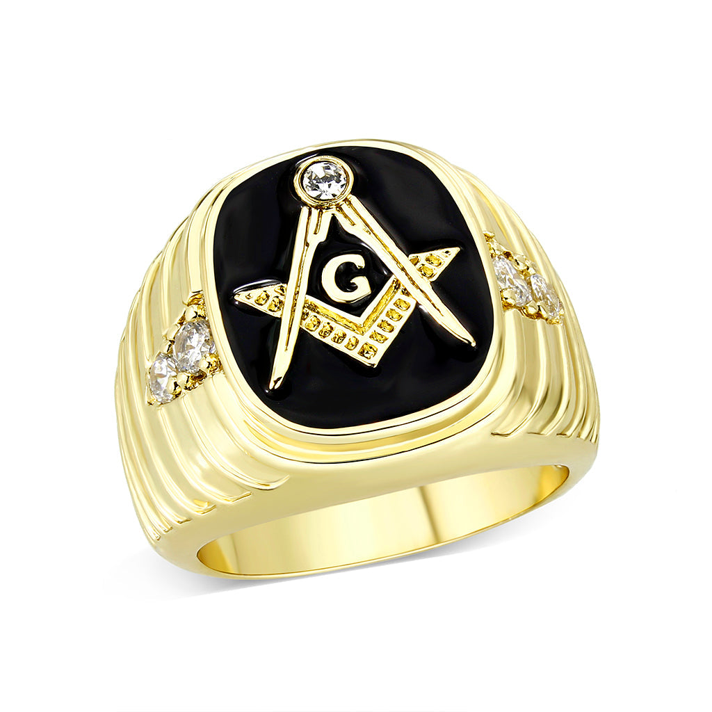 Ion Gold  Plated  Brass Ring with Black Epoxy
