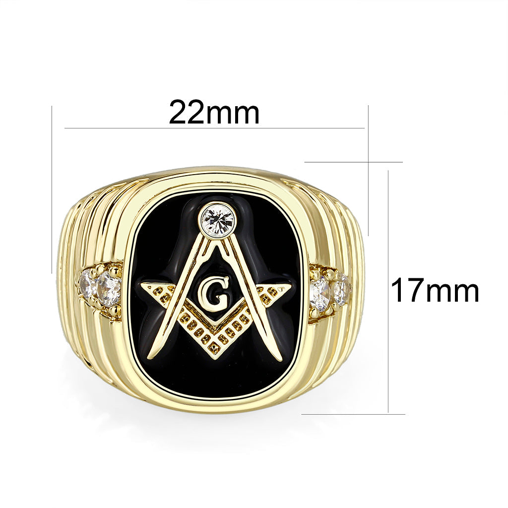 Ion Gold  Plated  Brass Ring with Black Epoxy