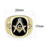 Ion Gold  Plated  Brass Ring with Black Epoxy