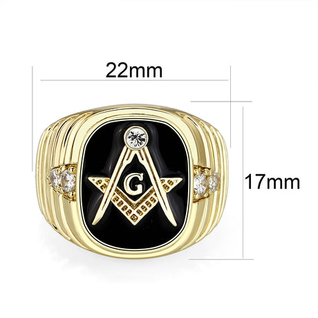 Ion Gold  Plated  Brass Ring with Black Epoxy