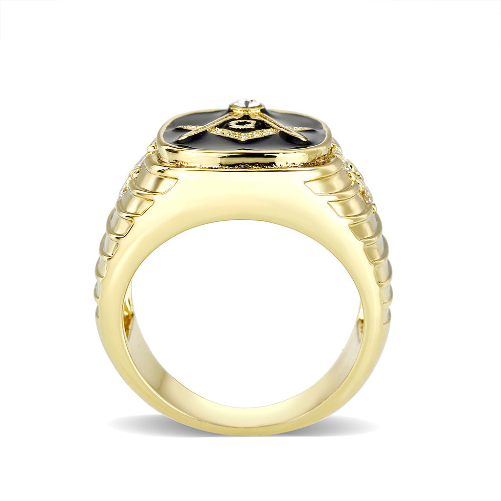 Ion Gold  Plated  Brass Ring with Black Epoxy