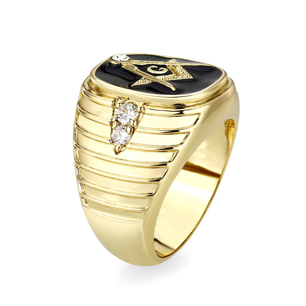 Ion Gold  Plated  Brass Ring with Black Epoxy