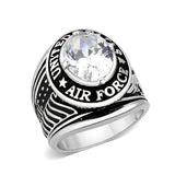 Rhodium Plated  Brass Ring with  Clear CZ