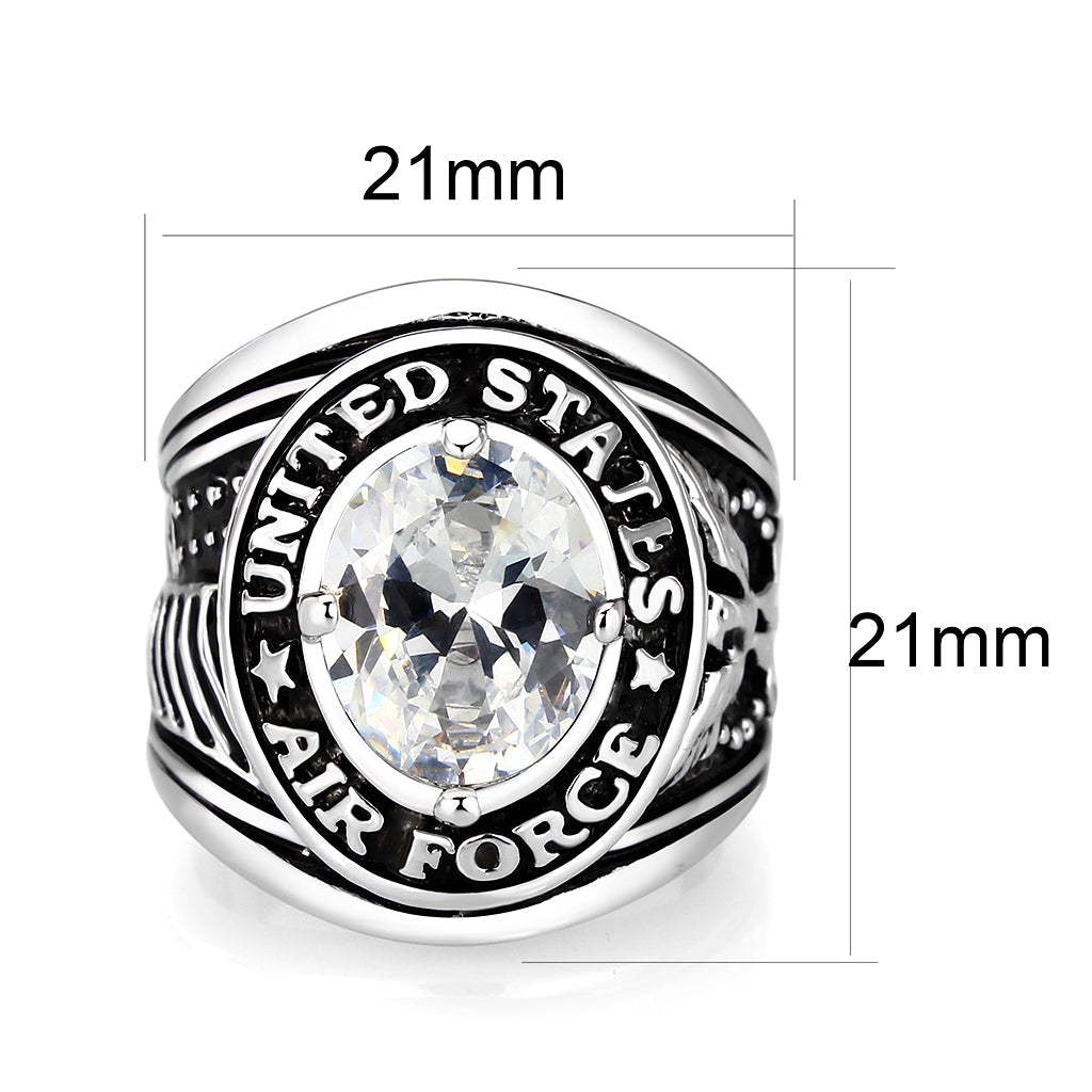 Rhodium Plated  Brass Ring with  Clear CZ