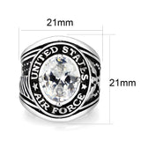 Rhodium Plated  Brass Ring with  Clear CZ
