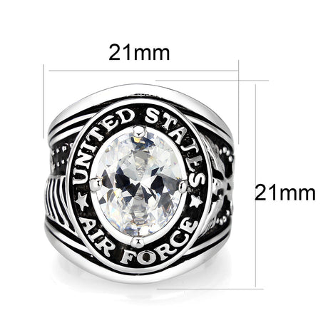 Rhodium Plated  Brass Ring with  Clear CZ