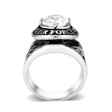 Rhodium Plated  Brass Ring with  Clear CZ