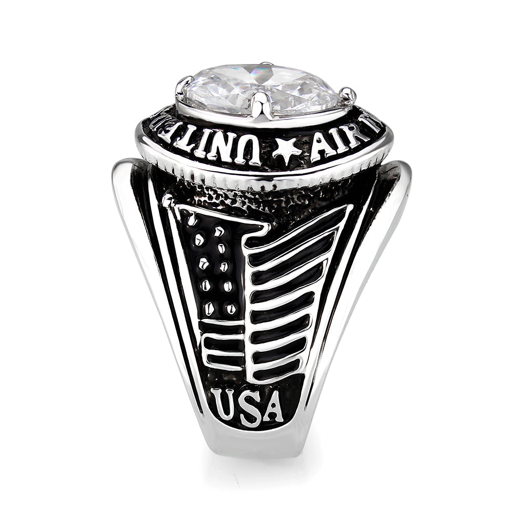 Rhodium Plated  Brass Ring with  Clear CZ