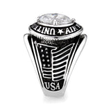 Rhodium Plated  Brass Ring with  Clear CZ