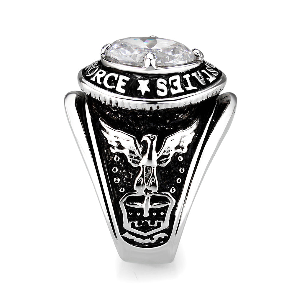 Rhodium Plated  Brass Ring with  Clear CZ