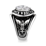 Rhodium Plated  Brass Ring with  Clear CZ