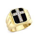 Ion Gold  Plated  Brass Ring with Clear CZ