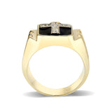 Ion Gold  Plated  Brass Ring with Clear CZ