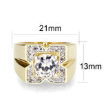 Ion Gold  Plated  Brass Ring with  Clear CZ