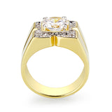 Ion Gold  Plated  Brass Ring with  Clear CZ