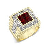 Ion Gold  Plated  Brass Ring with  Synthetic Glass Siam