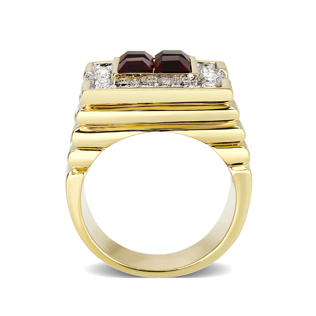 Ion Gold  Plated  Brass Ring with  Synthetic Glass Siam