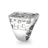 Rhodium Plated  Brass Ring with  Synthetic Glass Clear