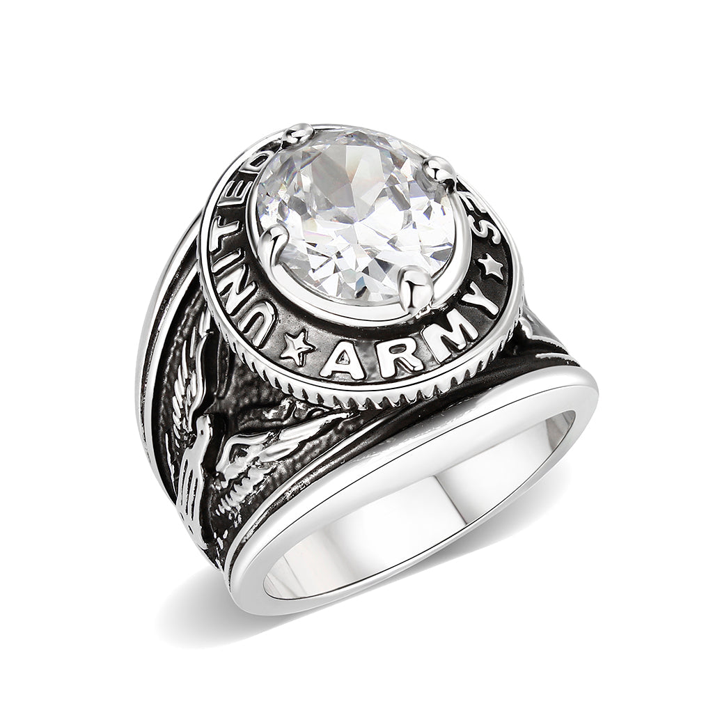 Rhodium Plated  Brass Ring with  CZ Clear