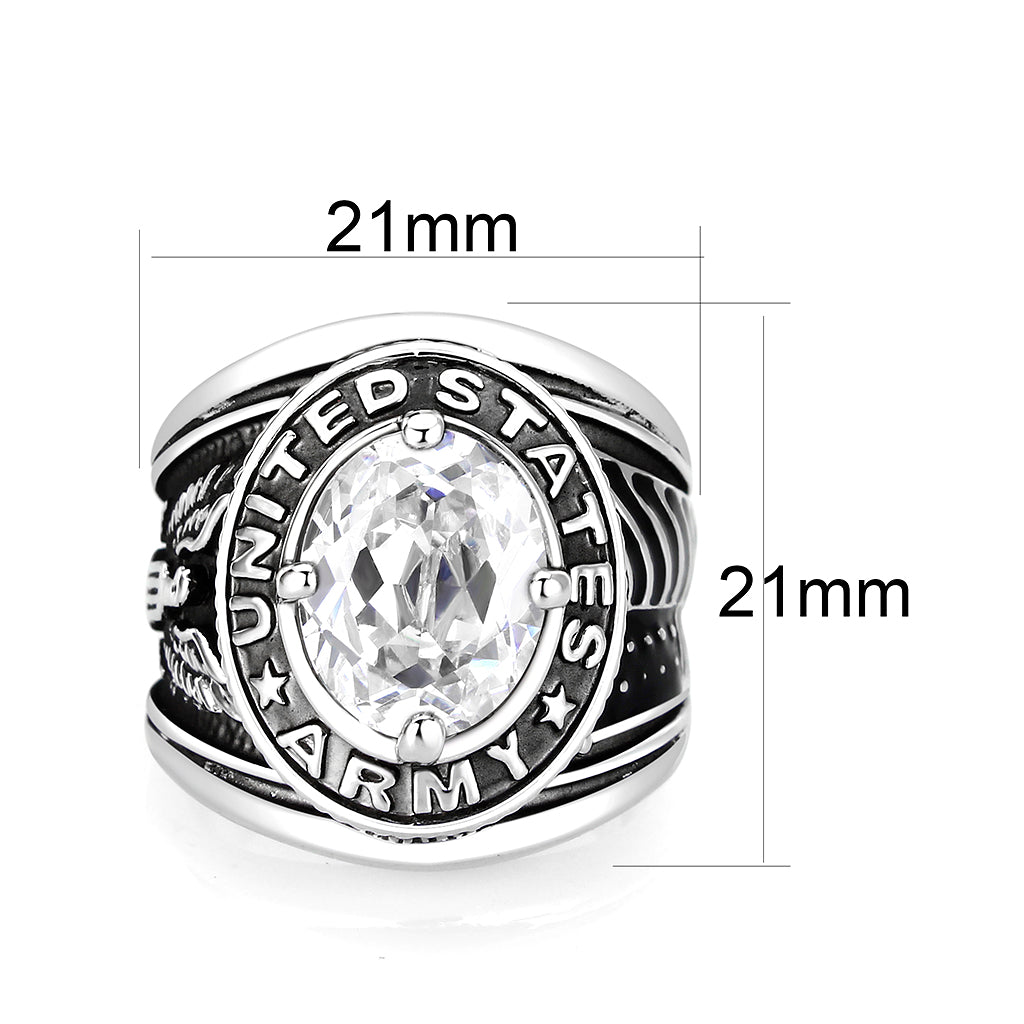 Rhodium Plated  Brass Ring with  CZ Clear