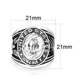 Rhodium Plated  Brass Ring with  CZ Clear