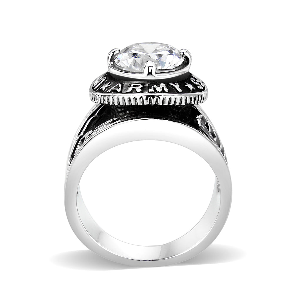 Rhodium Plated  Brass Ring with  CZ Clear