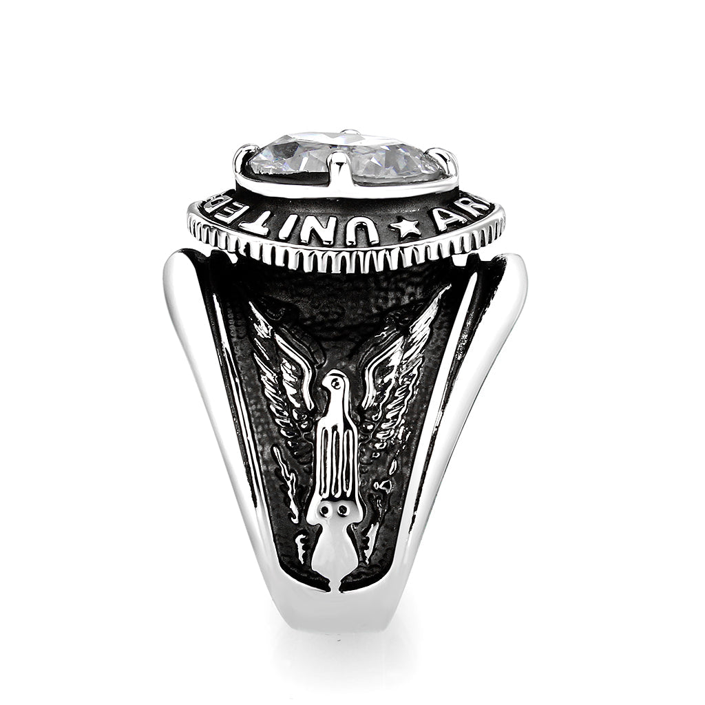 Rhodium Plated  Brass Ring with  CZ Clear