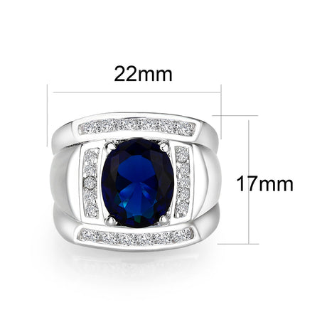 Rhodium Plated  Brass Ring with  Synthetic Glasses Montana
