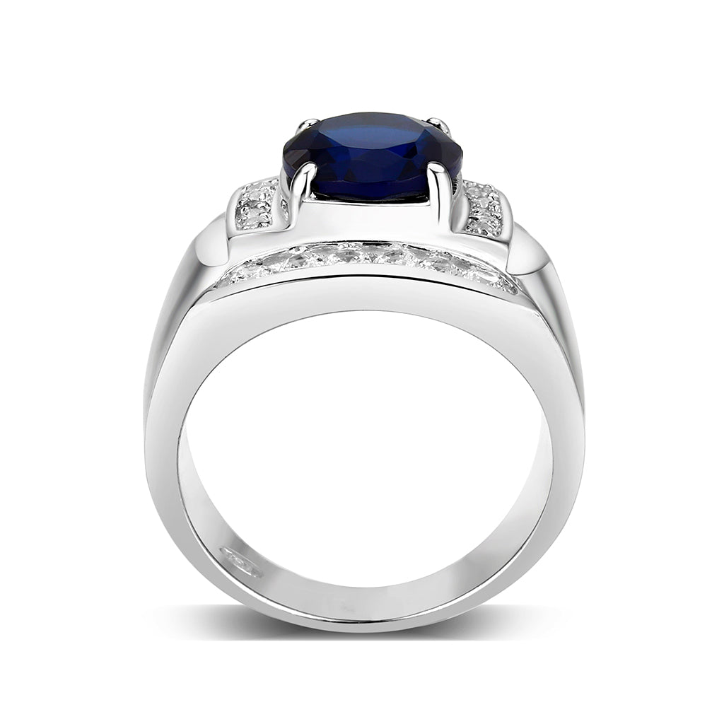 Rhodium Plated  Brass Ring with  Synthetic Glasses Montana