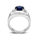 Rhodium Plated  Brass Ring with  Synthetic Glasses Montana
