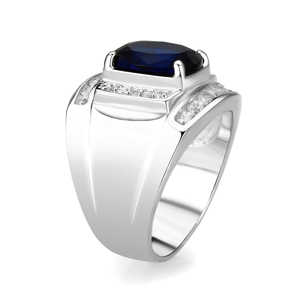 Rhodium Plated  Brass Ring with  Synthetic Glasses Montana