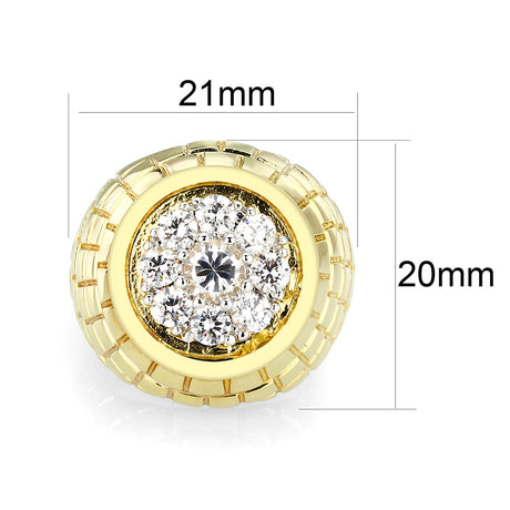 Ion Gold Plated  Brass Ring with  CZ Clear