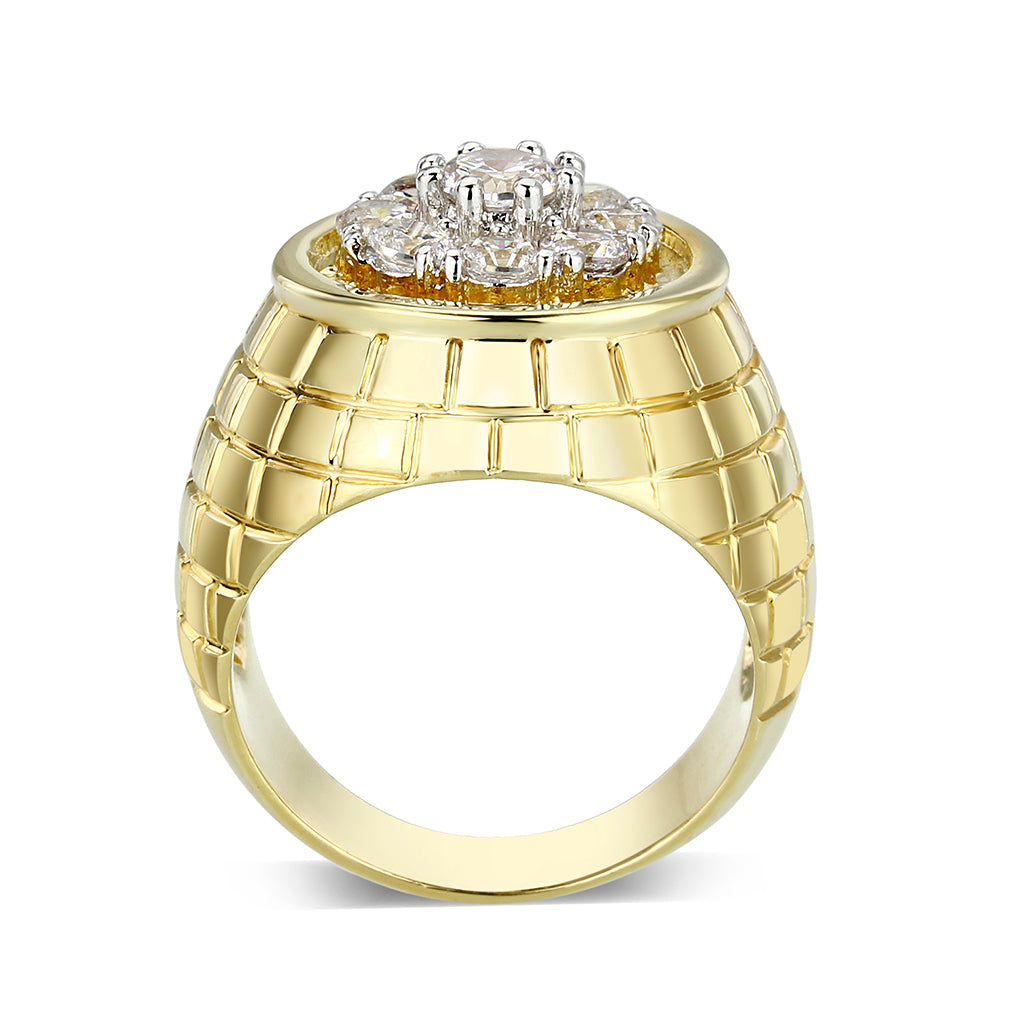 Ion Gold Plated  Brass Ring with  CZ Clear