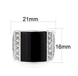 Rhodium Plated  Brass Ring with  Onyx