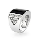 Rhodium Plated  Brass Ring with  Onyx